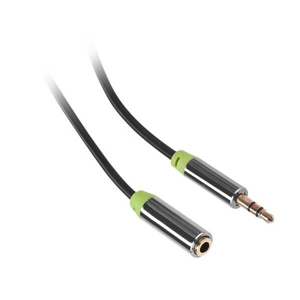 Kábel GoGEN Jack 3,5mm, 2,5m, predlžovacie, pozlátené konektory čierny


