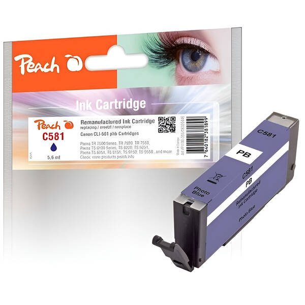 Cartridge Peach Canon CLI-581XL, 10ml - foto modrá 

