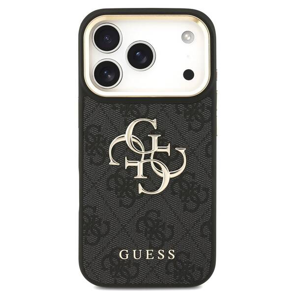 Kryt na mobil Guess 4G Metal Logo Gold Frame na Apple iPhone 18 Pro čierny

