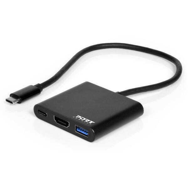 USB Hub PORT CONNECT USB-C/HDMI, USB 3.0, USB-C 60W čierny

