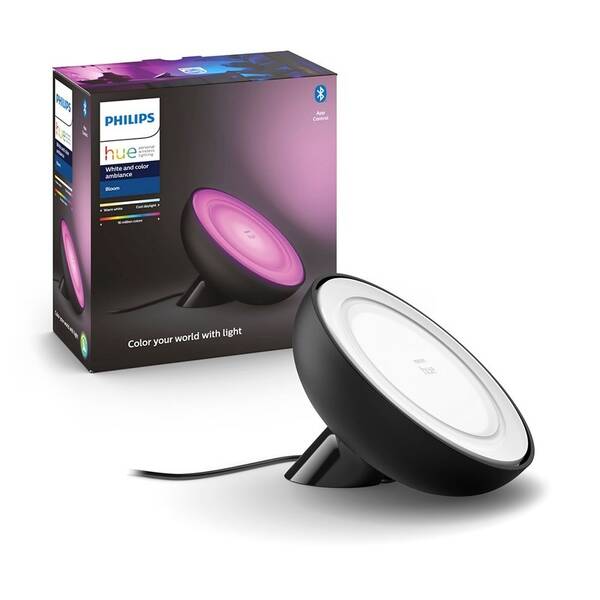 Stolná lampa Philips Bloom, White and Color Ambiance čierna

