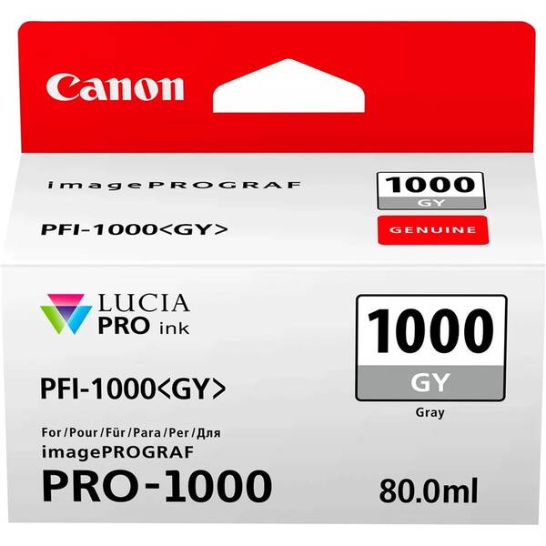 Cartridge Canon PFI-1000 GY, 80 ml sivá

