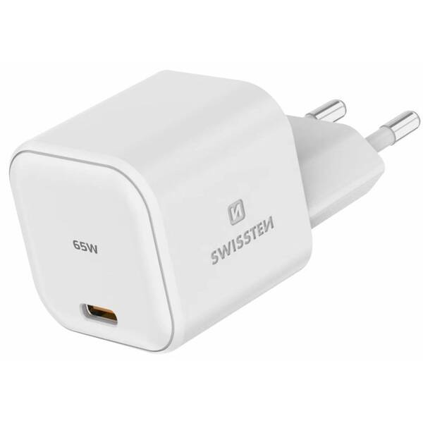 Nabíjačka do siete Swissten GaN, 1x USB-C, 65 W, PD biela

