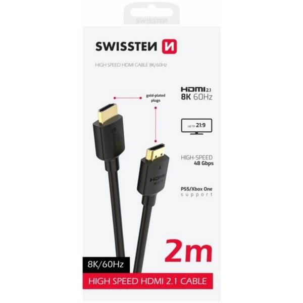 Kábel Swissten 75501211 HDMI 2.1 8K 2 m čierny

