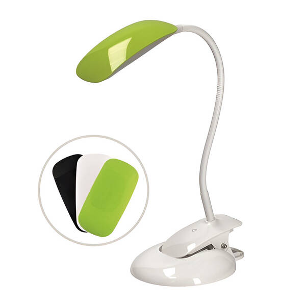 Stolná lampa Solight WO42 2v1, podstavec aj klip, 5W 4000K, 3 farebné kryty 

