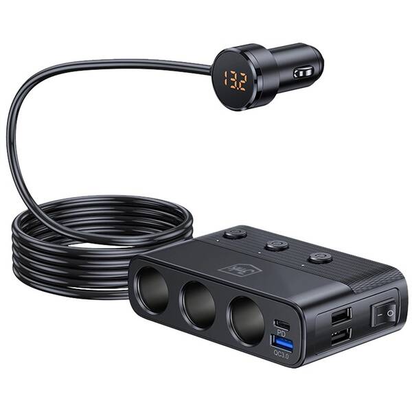 Adaptér do auta 3mk Car Power Splitter 120W čierny

