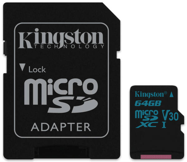 Pamäťová karta Kingston MicroSDXC 64GB UHS-I U3 (90R/45W) + adapter 


