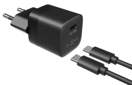 Nabíjačka do siete FIXED Mini 1x USB-C PD 30W + USB-C kábel 1m čierna Nabíjačka do siete FIXED Mini 1x USB-C PD 30W + USB-C kábel 1m čierna