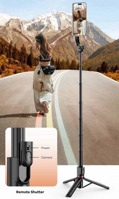 Selfie tyč Cubenest SLS01 MagSafe, s tripodom a bezdrôtovou spúšťou (21-105 cm) čierna
