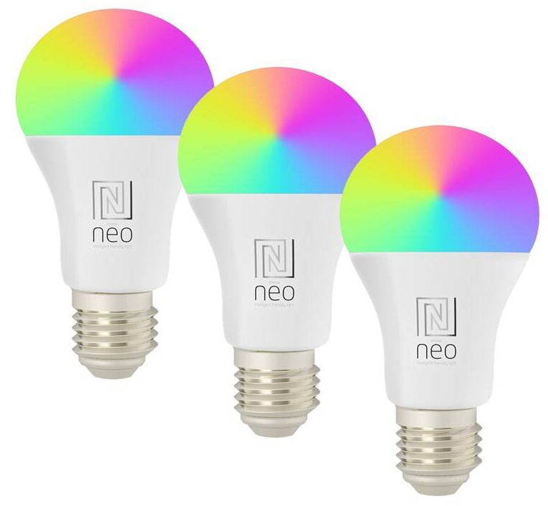 Inteligentná žiarovka IMMAX NEO SMART E27 11W RGB+CCT farebná a biela, stmievateľná, Zigbee, TUYA, 3ks