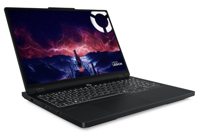 Notebook Lenovo Legion Pro 5 16IAX10H čierny Lenovo Legion Pro 5 16IAX10H z ľavého uhla s otvoreným displejom a klávesnicou