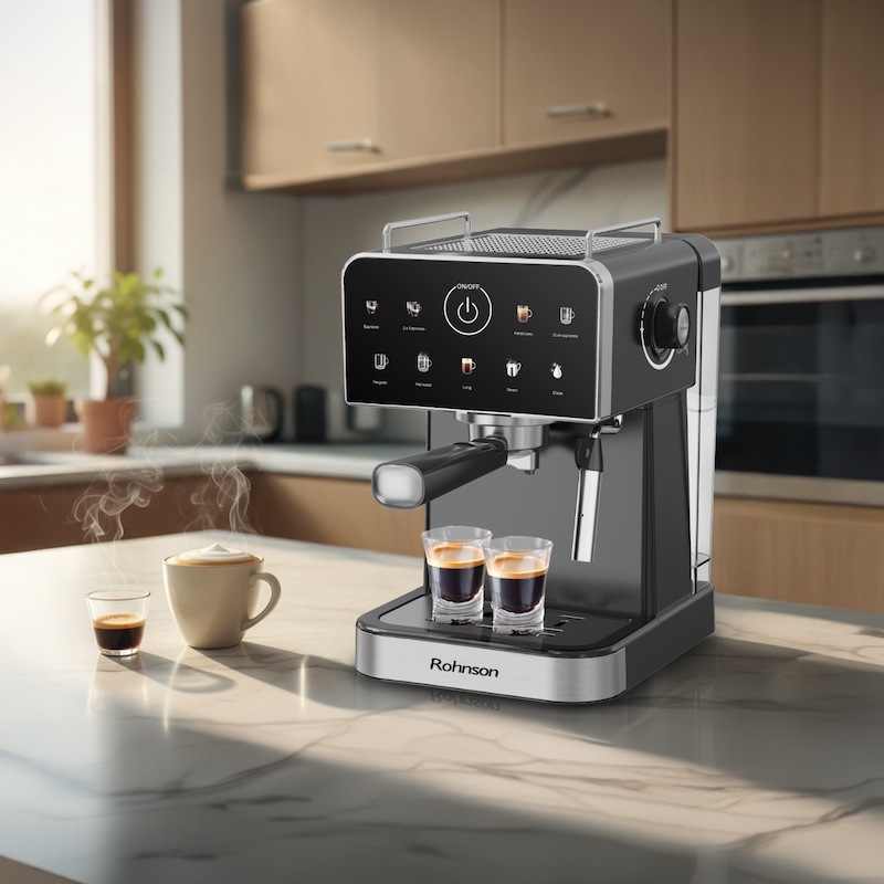 Pákový kávovar Rohnson R-98033B Hot & Cold čierny Kávovar sa ľahko ovláda
