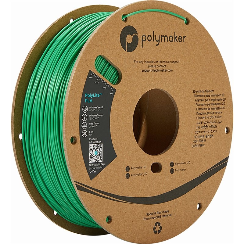 Tlačová struna (filament) Polymaker PolyLite PLA, 1,75 mm, 1 kg zelený
