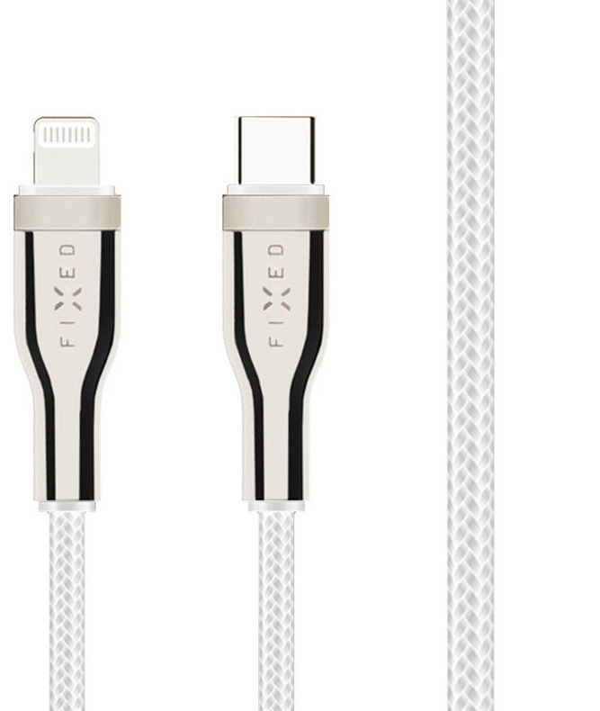 Kábel FIXED USB-C/Lightning s podporou PD, MFI, 0,5m - biely
