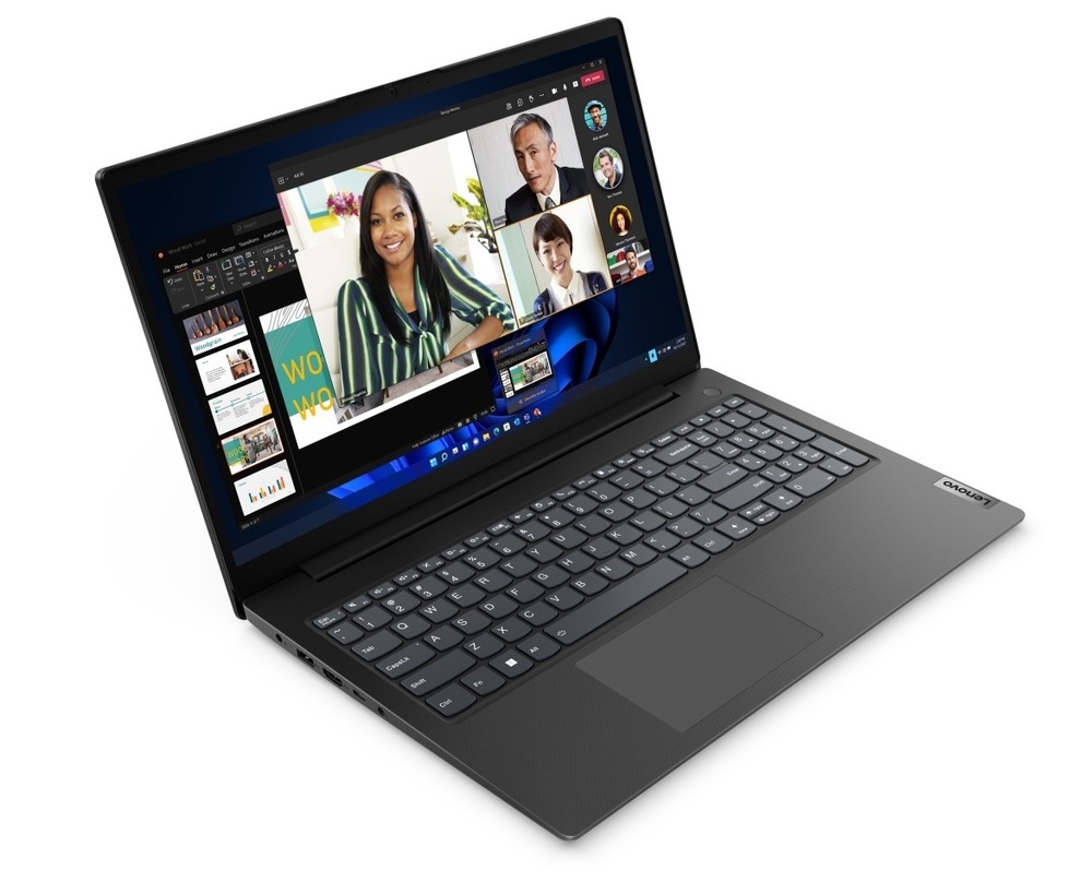 Notebook Lenovo V15 G5 IRL čierny Notebook Lenovo V15 G5 IRL otvorený a natočený doprava