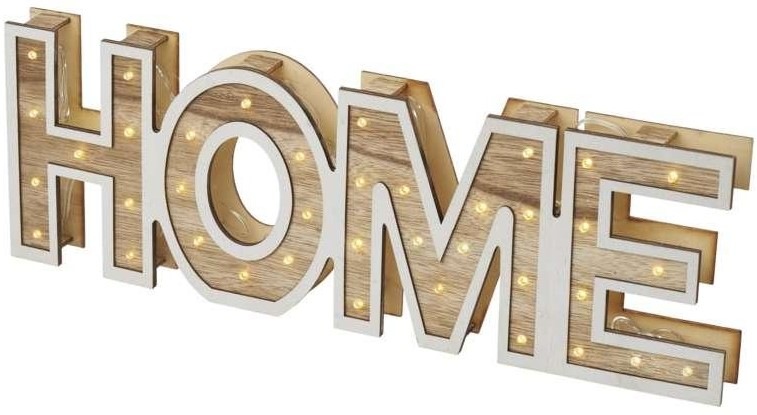 LED dekorácie EMOS nápis HOME drevený, 45cm, 2x AA, vnútorná, teplá biela