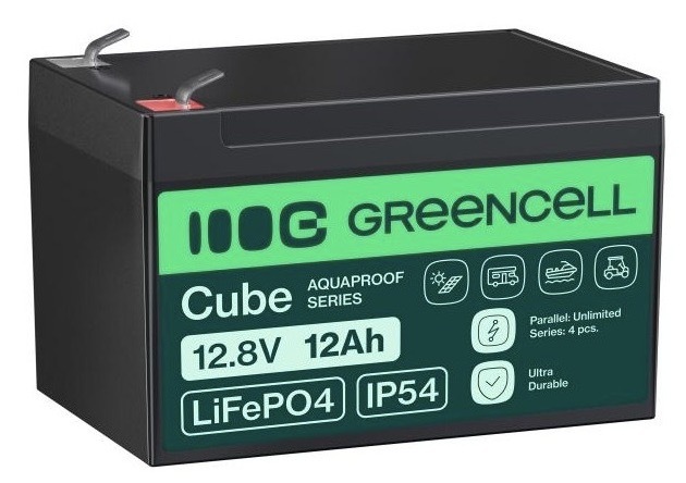 Olovený akumulátor Green Cell s kapacitou 12 Ah, konektory F2