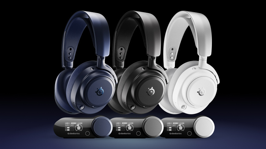 Headset v troch farebných variantoch so zvukovou základňou