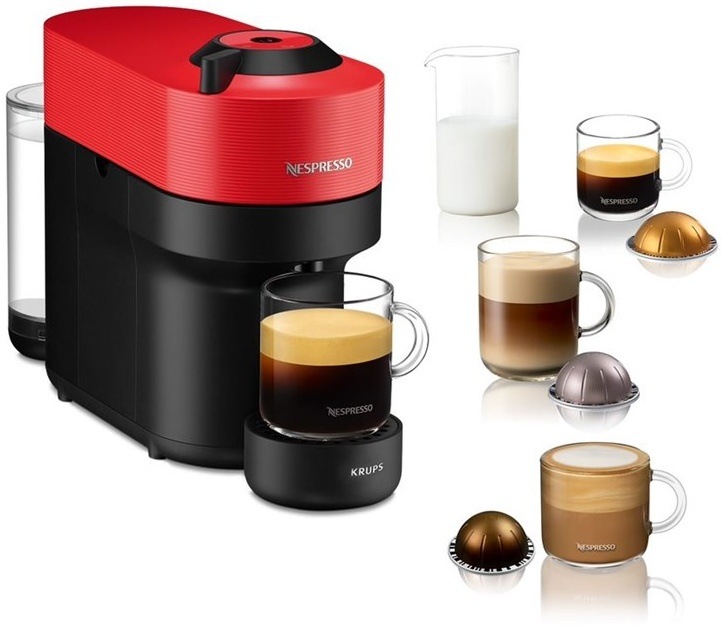 Kapsulový kávovar Krups Nespresso Vertuo Pop XN920510 červený