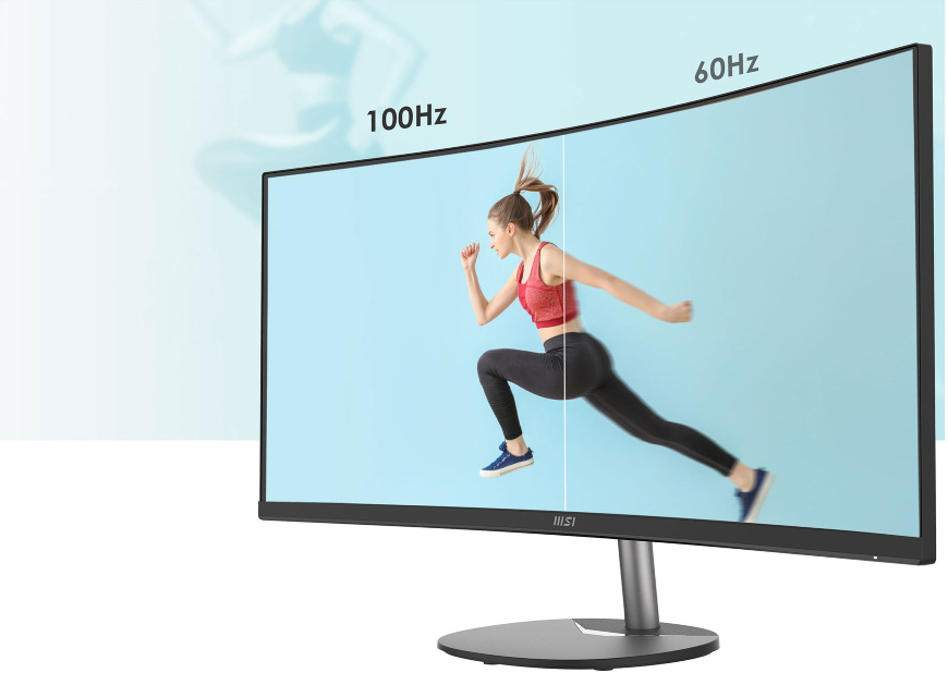 Monitor MSI PRO MP341CQ E12 čierny Porovnanie ostrého obrazu s frekvenciou 120 Hz na displeji MSI PRO MP341CQ E12 as menšou frekvenciou na obyčajnom monitore