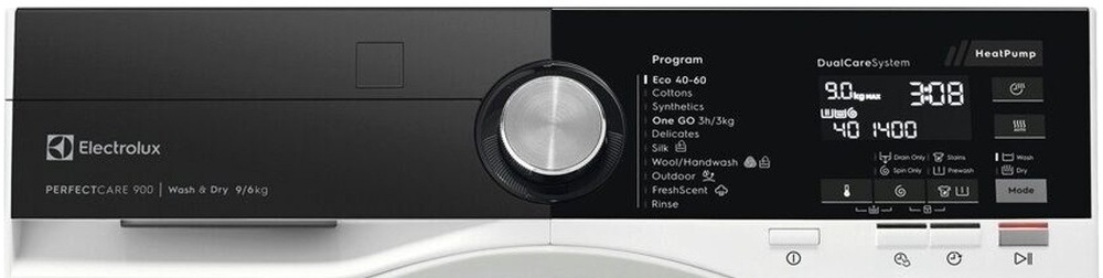 Práčka so sušičkou Electrolux UltraCare 900 EN9W2496BE biela Ovládací panel práčkosušičky Electrolux EN9W2496BE séria 900 DelicateCare