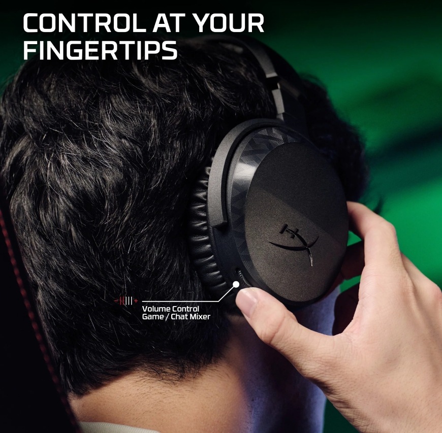 Headset HyperX CloudX Stinger 3 Wired for Xbox čierny Ovládanie hlasitosti priamo na mušliach pre rýchle nastavenie počas hry
