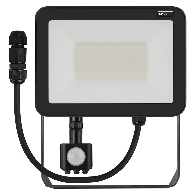Reflektor EMOS INOVO 50W 5500LM PIR IP65 NW - čierny