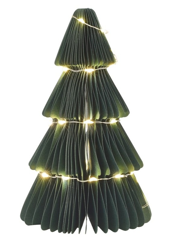 LED dekorácia EMOS papierový strom so stojanom, 35LED, 15 cm, teplá biela