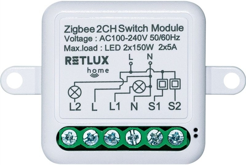 Modul RETLUX RSH 306 Smart vypínač v bielej farbe kompatibilný so ZigBee 3.0″ width=