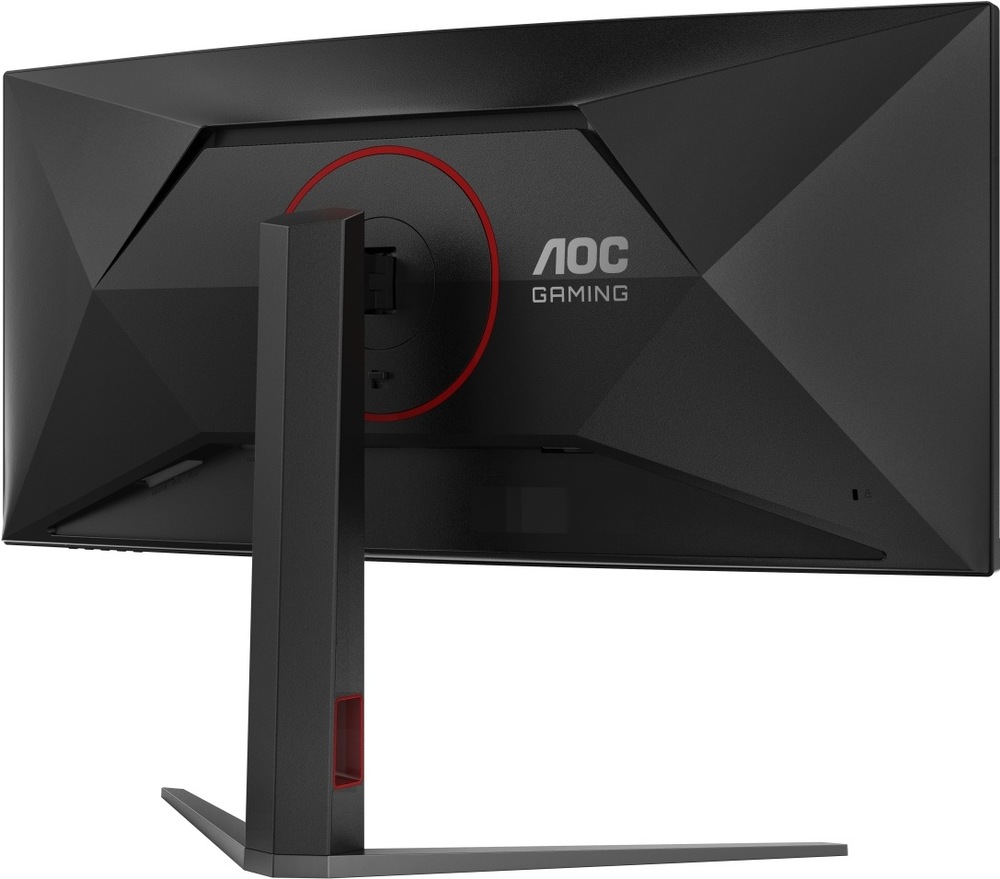 Herný monitor AOC CU34G4Z čierny Zadná strana monitora AOC CU34G4Z s moderným dizajnom a robustným výškovo nastaviteľným stojanom