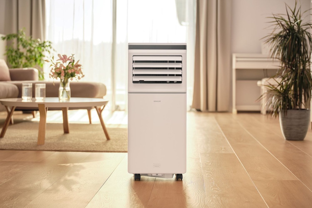 Mobilná klimatizácia Sencor SAC MT7042C Wi-Fi, 7 000 BTU/h biela Decentní křivky, kvalitní materiály a přehledné ovládání podtrhují prémiový charakter mobilní klimatizace Sencor SAC MT7042C.