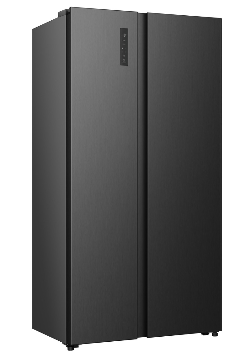 Americká chladnička Hisense RS3P558NEFC čierna Americká chladnička Hisense RS3P558NEFC má zatvorené dvierka.