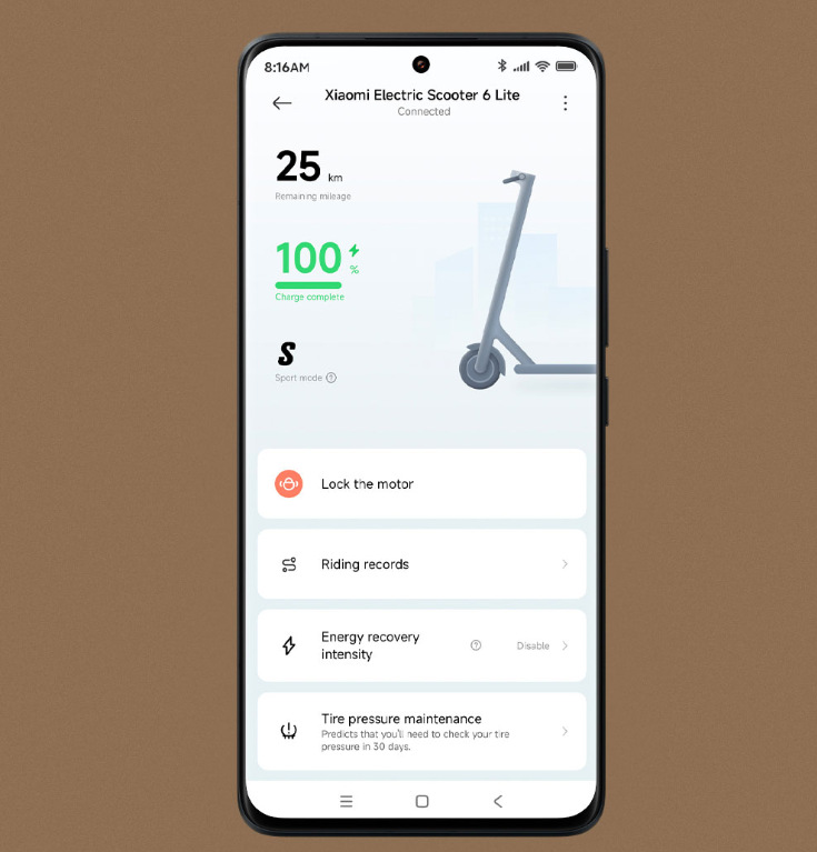 Xiaomi Electric Scooter 6 Lite podporuje aplikáciu Xiaomi Home