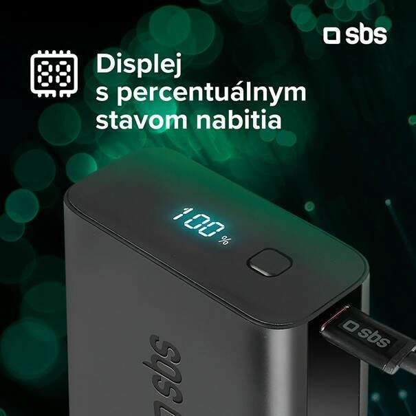 Powerbank SBS Slim 2x USB-A/2x USB-C, PD, 100 W, 20000 mAh čierna Powerbank SBS Slim 2x USB-A/2x USB-C, PD, 100 W, 20000 mAh čierna