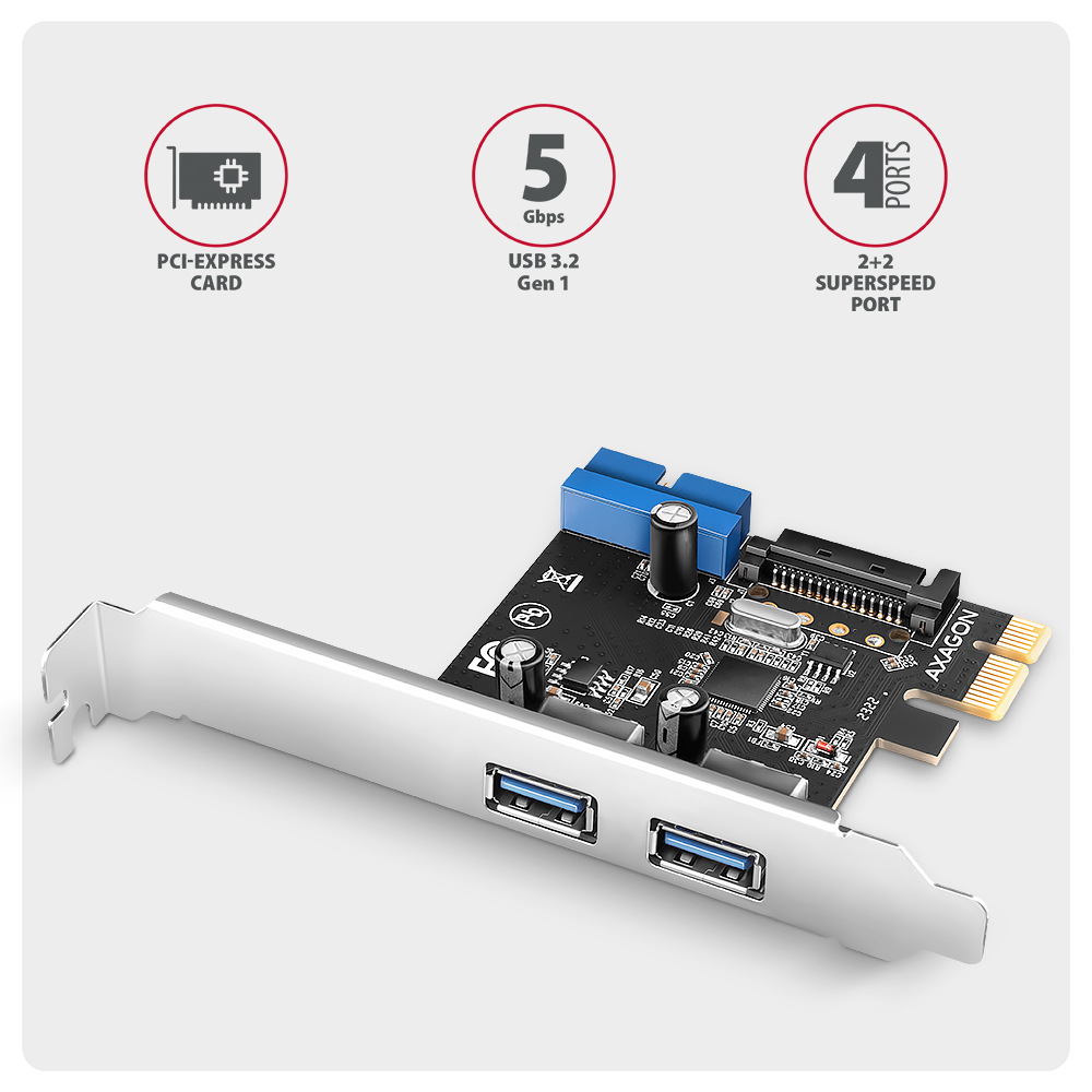 Radič Axagon PCEU-232RS - 2+2x USB 5Gbps port