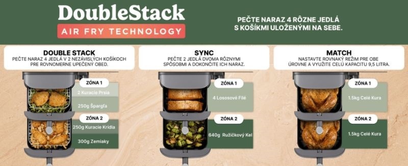 Fritéza teplovzdušná Ninja SL400EU Foodie Double Stack XL 9,5 l sivá