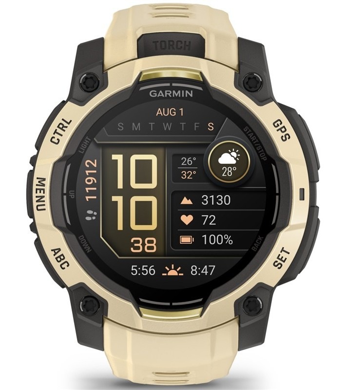 Chytré hodinky Garmin Instinct 3 - 45 mm AMOLED, krémová farba.