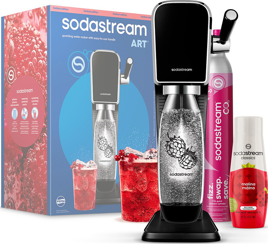 Výrobník sódovej vody SodaStream ART Black Malina Zero Mpack čierny Výrobník sódovej vody SodaStream ART Black Malina Zero Mpack