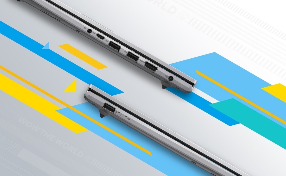 Detail bočných portov notebooku ASUS Vivobook 15 pre ľahké pripojenie príslušenstva a externých zariadení