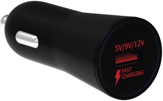 Adaptér do auta WG 1x USB, QC 3.0, 18W čierny