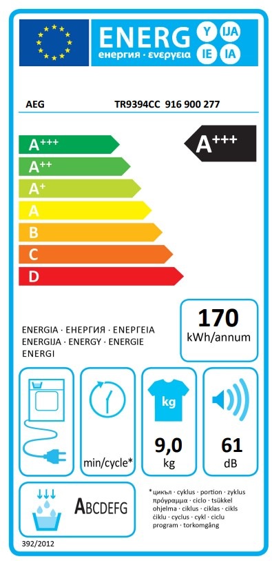 Sušička bielizne AEG série 9000 TR9394CC biela