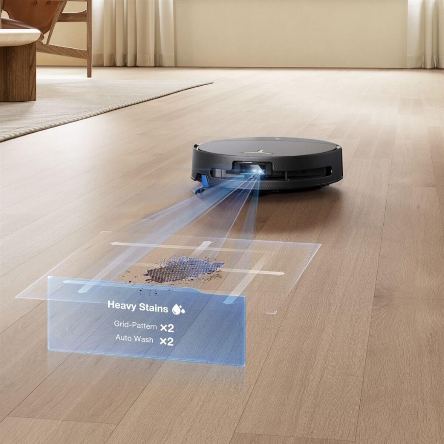 Robot Ecovacs DEEBOT T90 PRE OMNI upravujúci výkon podľa znečistenia podlahy