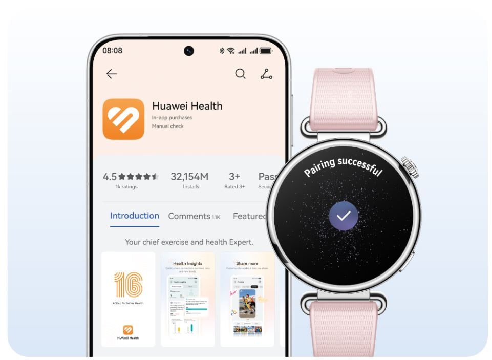 Inteligentné hodinky Huawei Watch GT 7 41 mm modré Chytré hodinky Huawei Watch GT 7 prepojené s aplikáciou Huawei Health v mobilnom telefóne