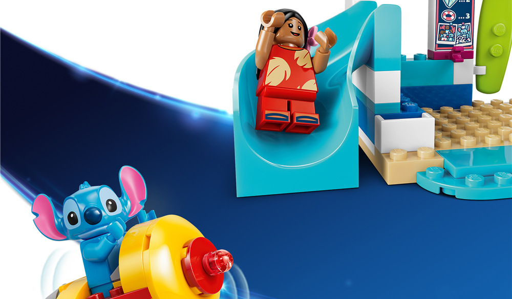Stavebnica LEGO® │ Disney 43280 Lilo a Stitch a zábava na pláži Farebná havajská pláž poteší predškolákov od štyroch rokov, ktorí milujú Stitcha a tvorenie vlastných príbehov.