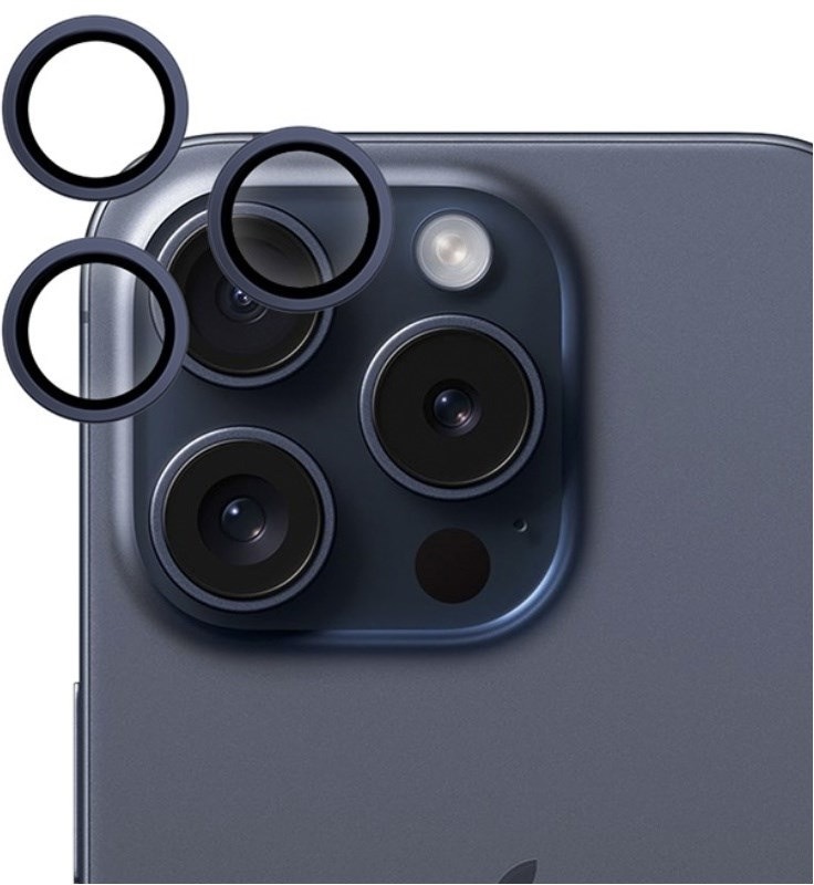 Ochranné sklo šošovky fotoaparátu Epico Aluminium Lens Protector na Apple iPhone 15 Pro/15 Pro Max modré