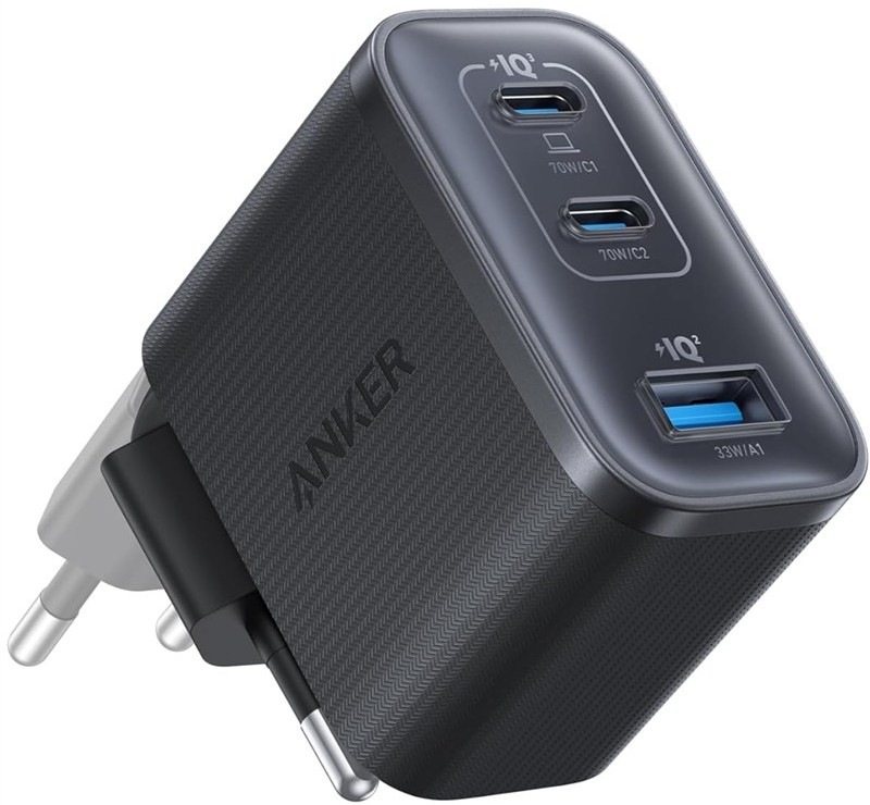 Nabíjačka do siete Anker Nano s výkonom 70 W, dvoma portami USB-C a jedným portom USB