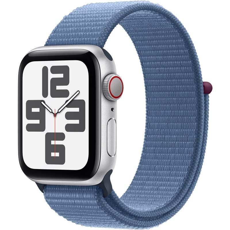 Inteligentné hodinky Apple Watch SE 2023 GPS + Cellular 44mm puzdro zo strieborného hliníka - ľadovo modrý prievlečný športový remienok Inteligentné hodinky Apple Watch SE 2023 GPS + Cellular 44mm puzdro zo strieborného hliníka - ľadovo modrý prievlečný športový remienok
