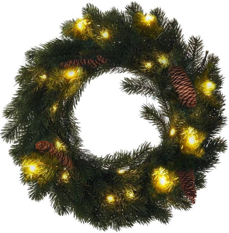 LED dekorácie Solight veniec, priemer 40cm, 15x LED, IP44, 3x AA, časovač