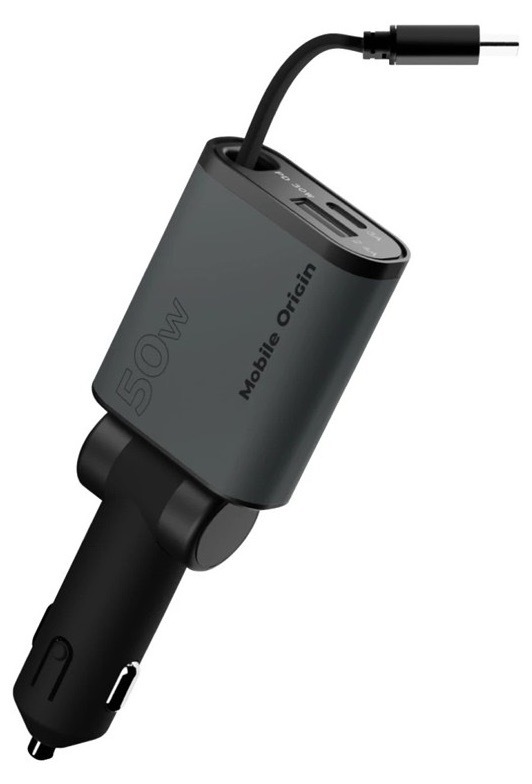 Nabíjačka do auta Mobile Origin s výkonom 50 W, čierna / šedá farba