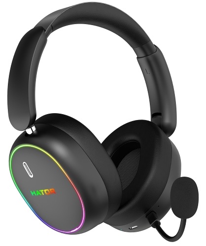Headset HATOR Phoenix 2 čierny Čierny herný headset HATOR Phoenix 2 Wireless s RGB podsvietením a odnímateľným mikrofónom